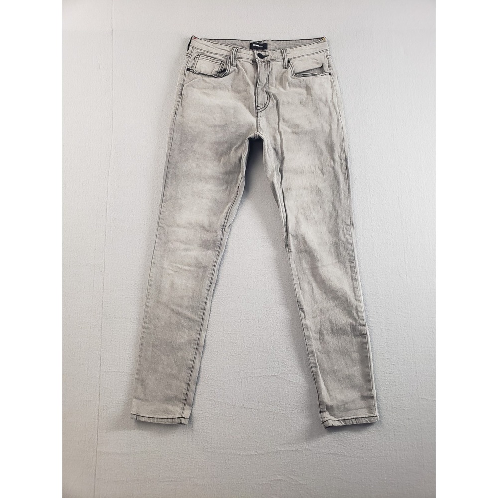 Nova Men Jean 32 Gray Denim Slim Fit Acid Wash Mid Rise Stretch 5 Pocket Design‎